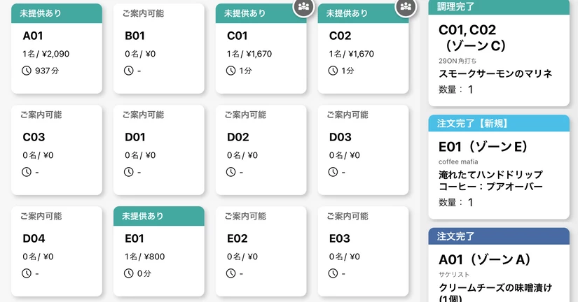 favy【事後決済】館（フロア）ログインでの操作方法③テーブルに関する操作