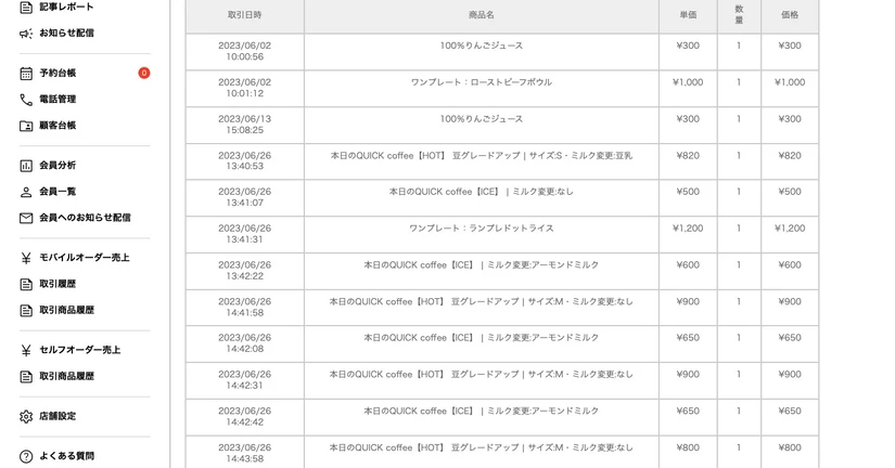 【モバイルオーダー／事後決済】売上確認方法